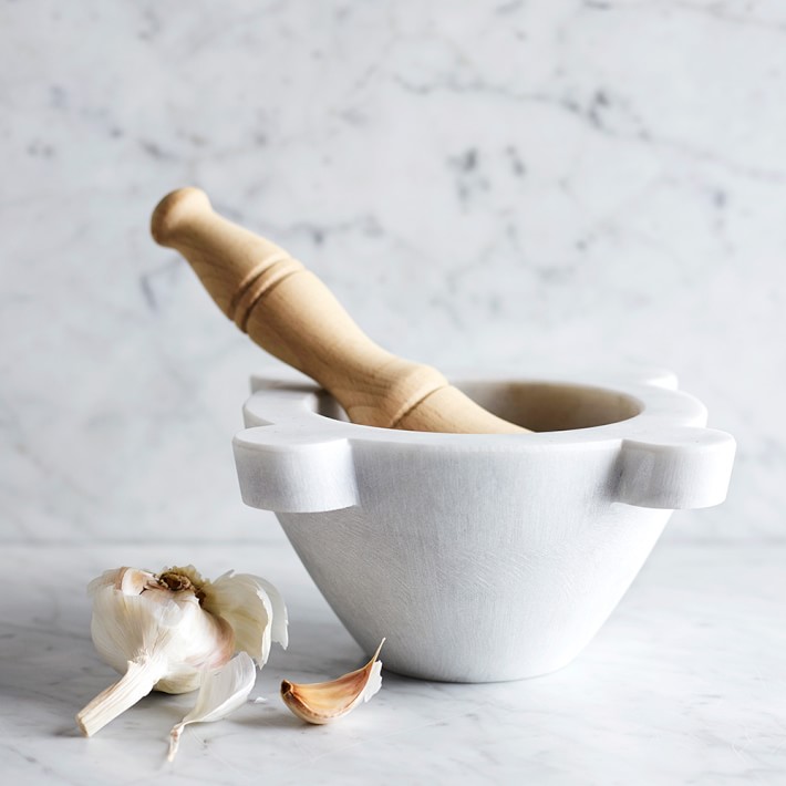 Italian Marble Mortar with Olive Wood Pestle